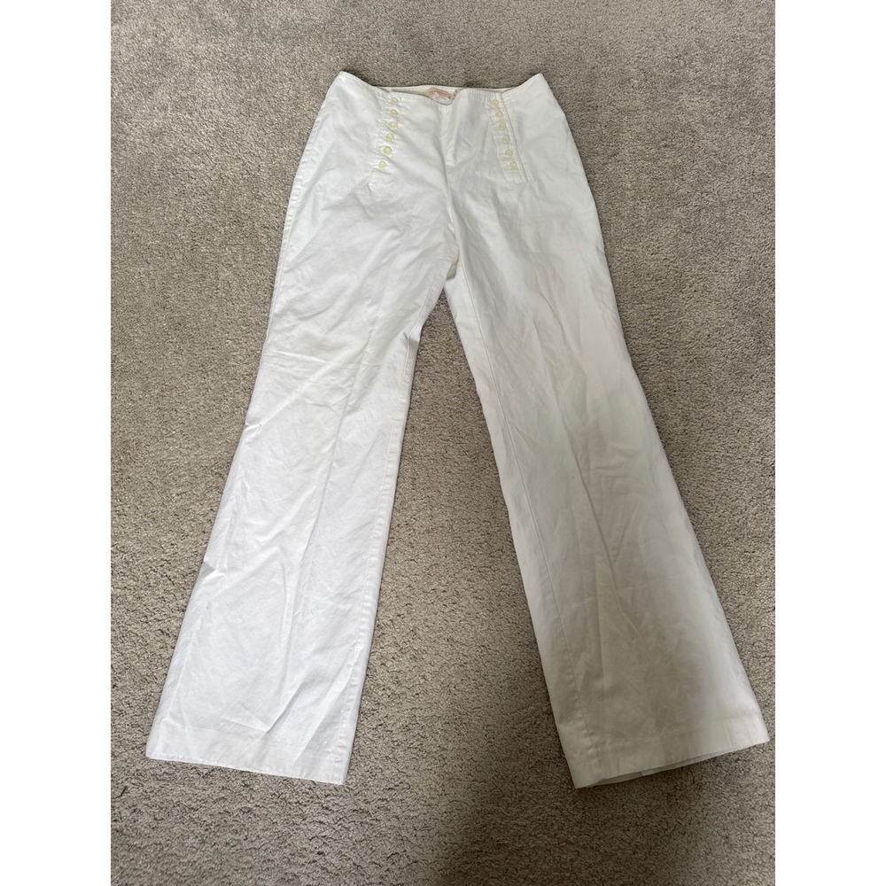 Margaret M White Sailor Pants Wide Leg High Waisted Button Front Size 8 Canada